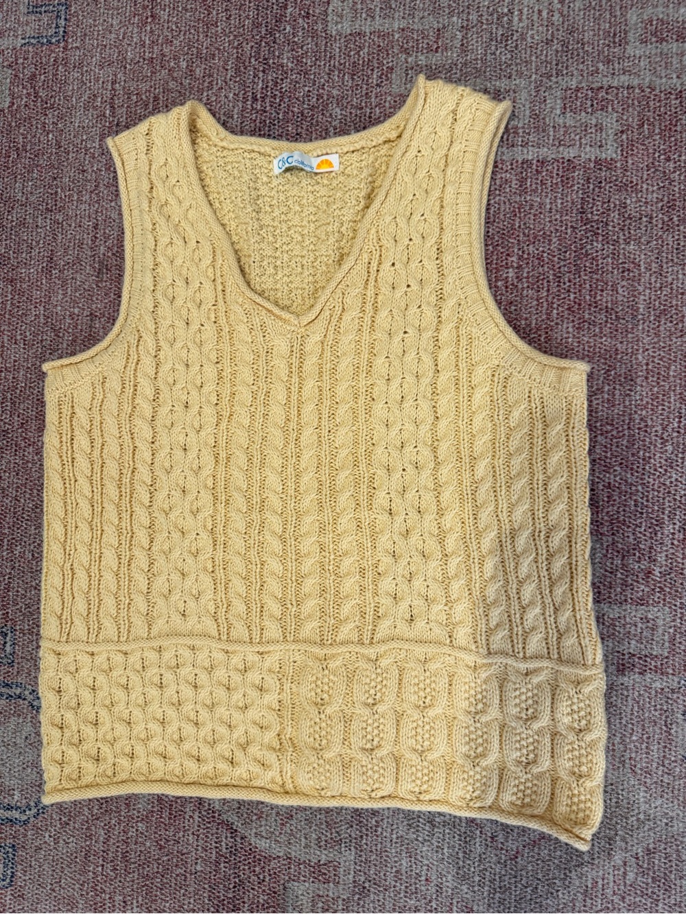 C & C California cable knit sweater tank in butter yellow soft cotton medium